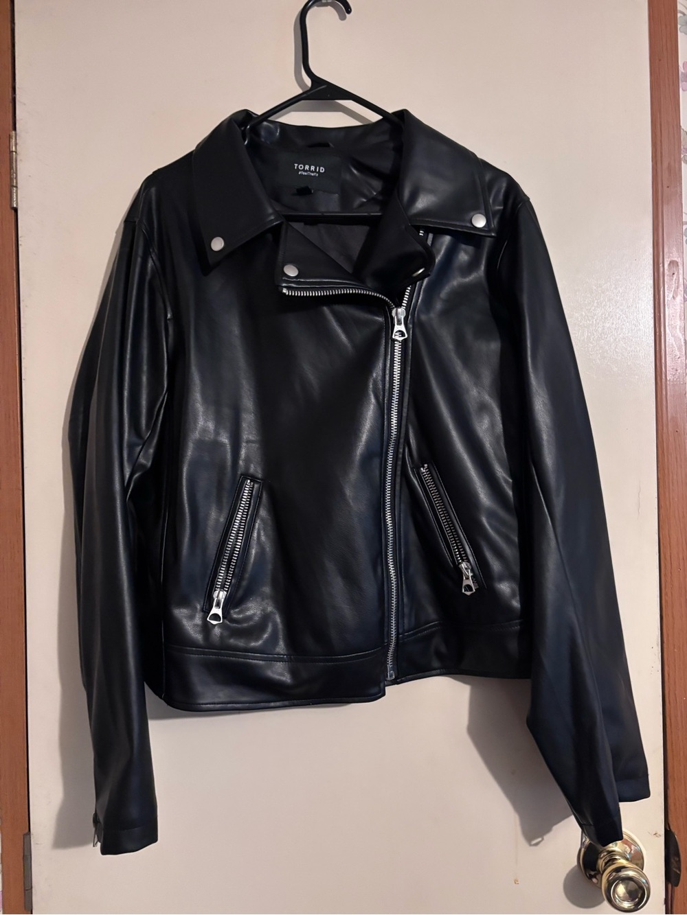 torrid Black Faux Leather Moto Jacket with Silver Hardware